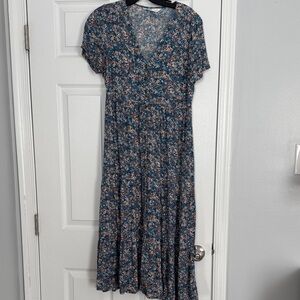 Sonoma Navy Floral Midi Dress